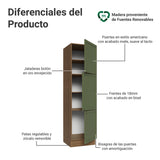 Mueble Organizador de Despensa Vik Marrón y Verde 60x225cm con Tres Puertas