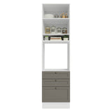 Módulo Para Microondas Vik Blanco y Gris 60x225cm con Una Puerta y con Tres Cajones