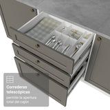 Módulo Para Microondas Vik Blanco y Gris 60x225cm con Una Puerta y con Tres Cajones