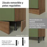 Módulo Para Microondas Vik Marrón y Verde 60x225cm con Una Puerta y con Tres Cajones