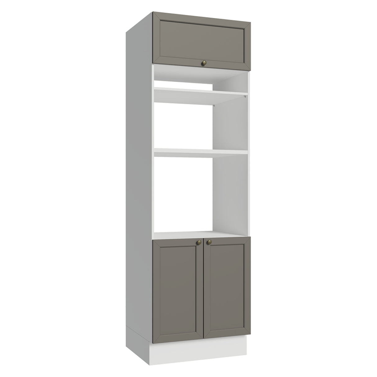 Módulo Para Microondas Vik Blanco y Gris 70x225cm con Tres Puertas