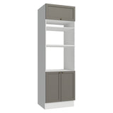 Módulo Para Microondas Vik Blanco y Gris 70x225cm con Tres Puertas