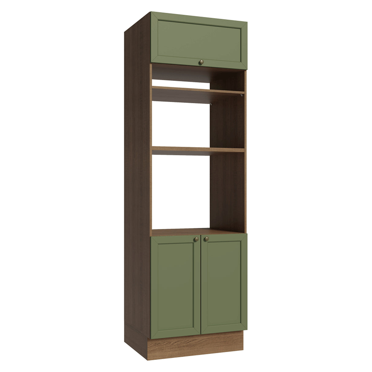 Módulo Para Microondas Vik Marrón y Verde 70x225cm con Tres Puertas