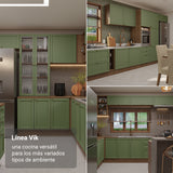 Módulo Para Microondas Vik Marrón y Verde 70x225cm con Tres Puertas