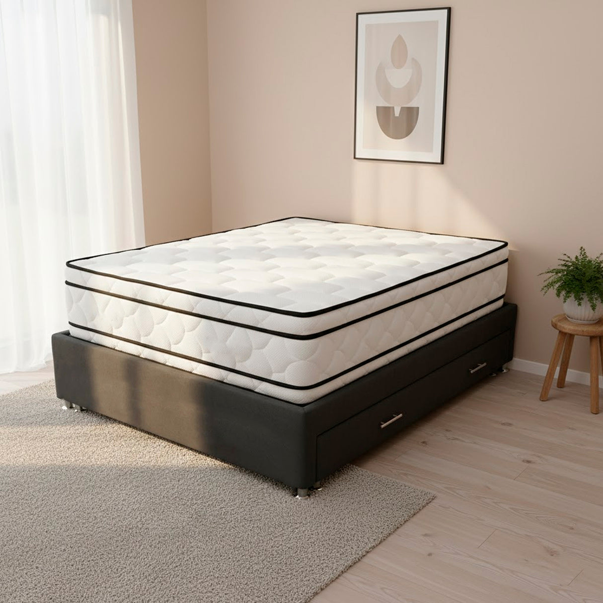 Colchón Nube Blanco Doble 140 X 190 Cm Ortopedico Firmeza Medio Doble Faz y Pillow Doble