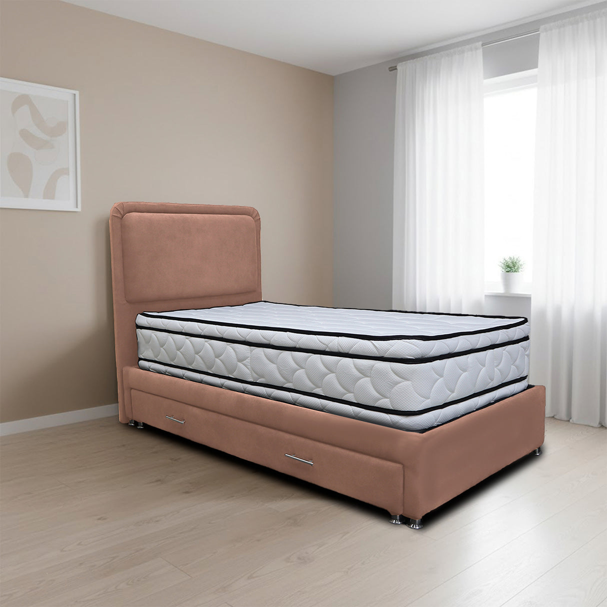 Cabecero de Piso Nube Camel 120x120cm para cama Semidoble con Acabado Liso