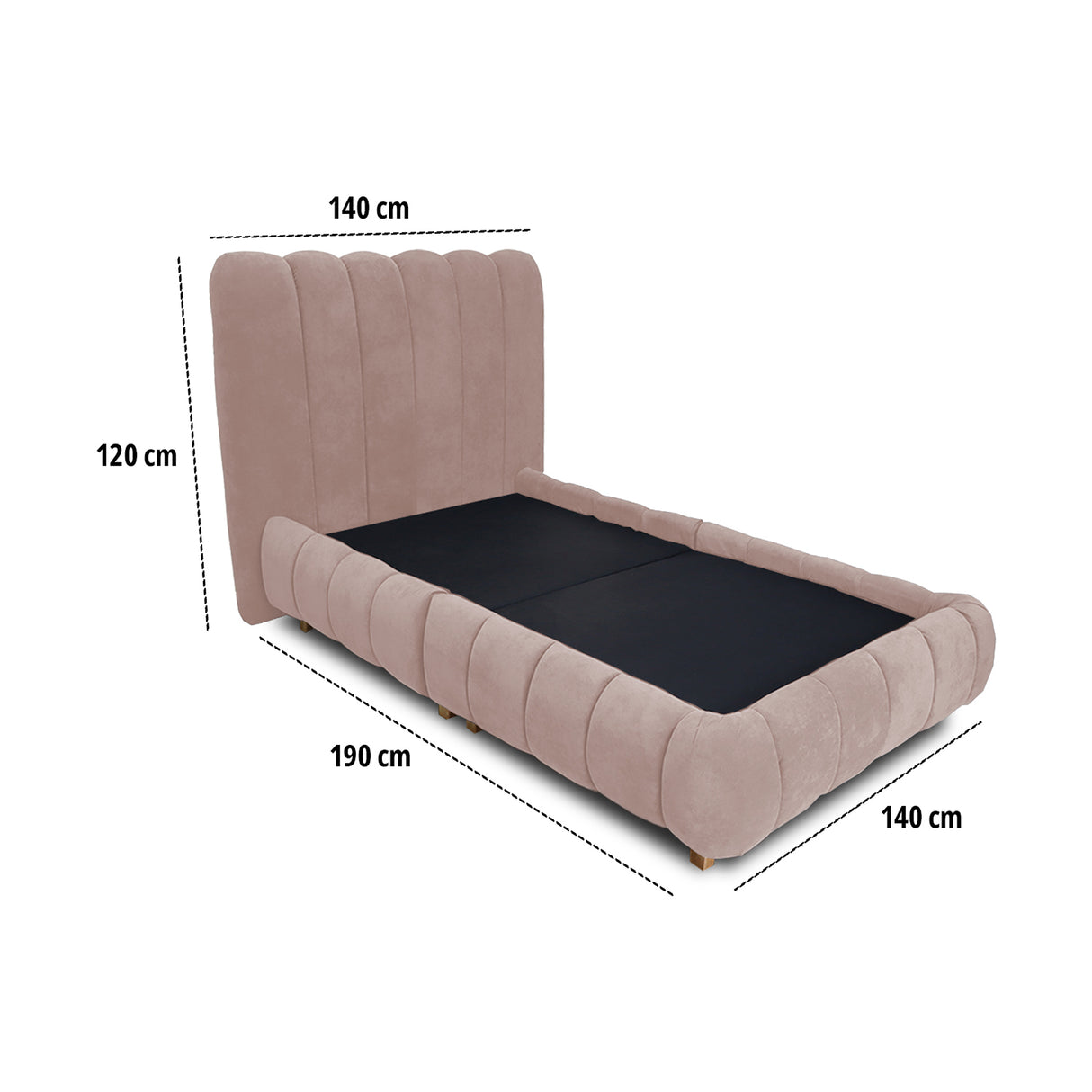 Combo Base Cama y Cabecero Praga Camel 140x40cm para Colchón Doble 140 X 190 Cm sin Colchón
