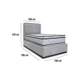 Combo Base Cama y Cabecero Nube Gris Claro 100x30cm para Colchón Sencillo 100 X 190 Cm con Colchón