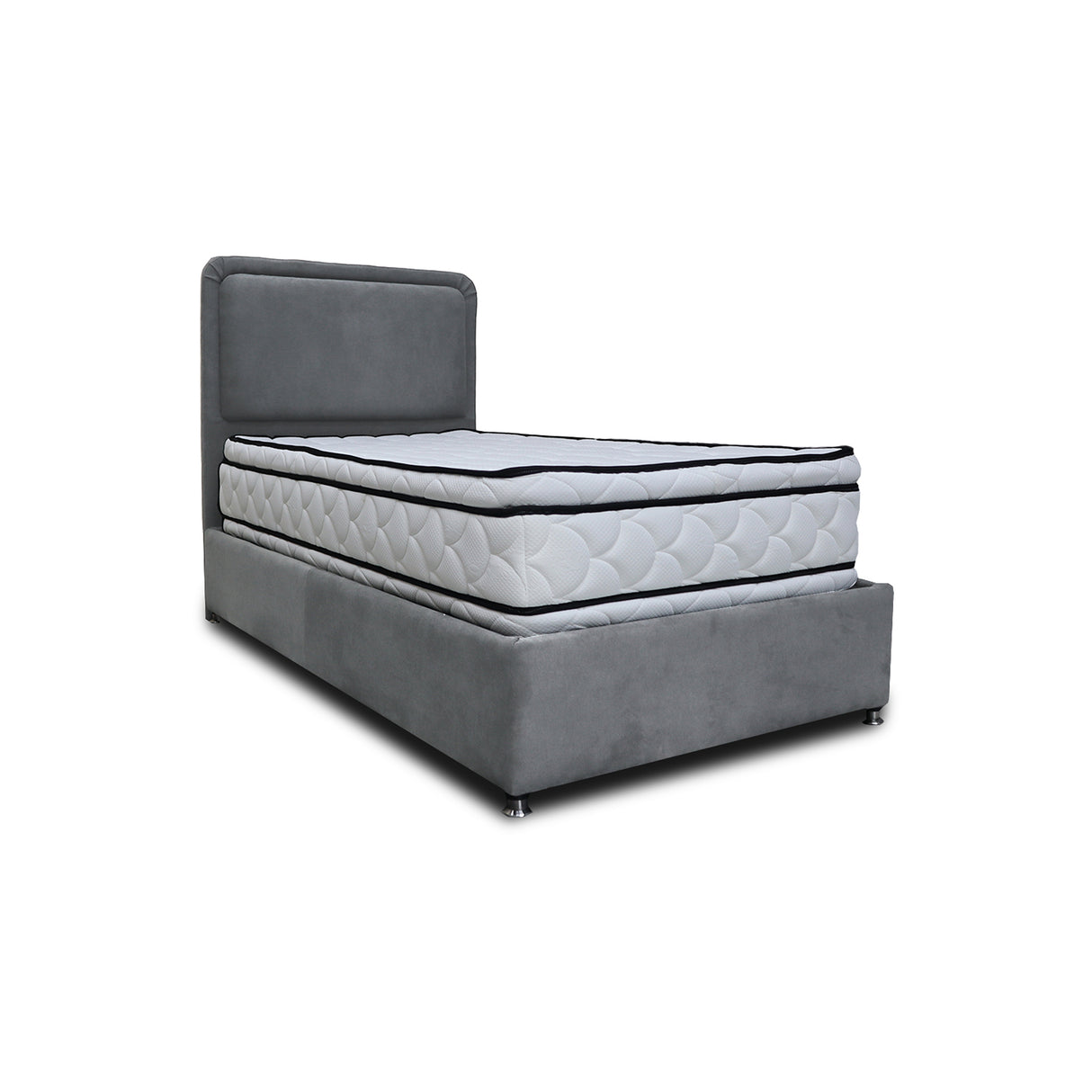 Combo Base Cama y Cabecero Nube Gris Oscuro 100x30cm para Colchón Sencillo 100 X 190 Cm con Colchón
