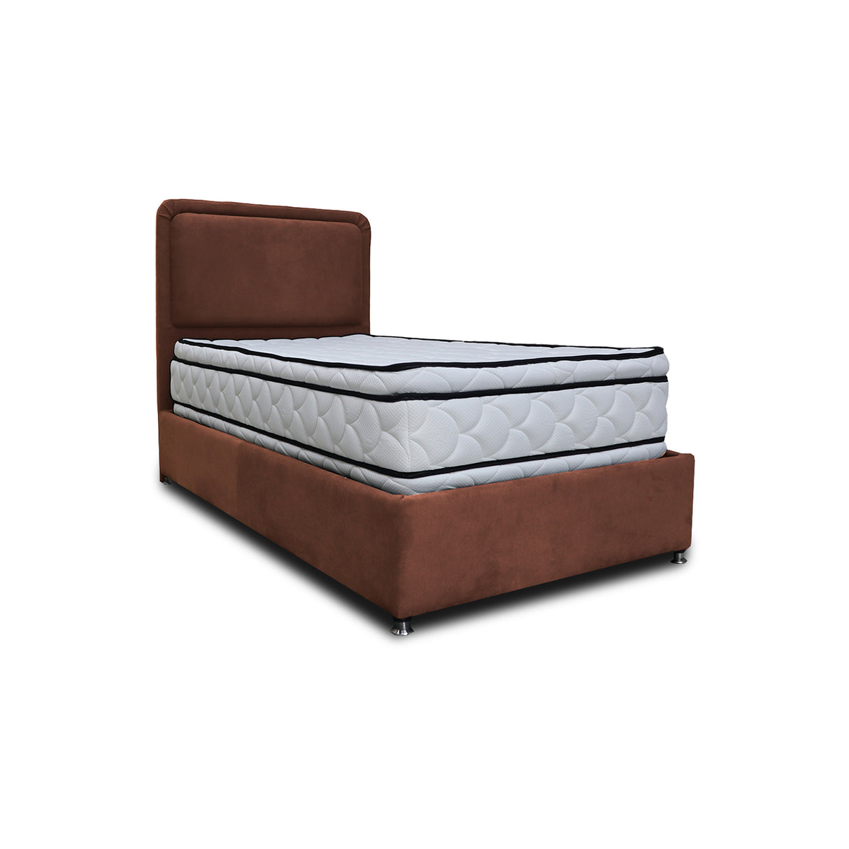 Combo Base Cama y Cabecero Nube Marron 100x30cm para Colchón Sencillo 100 X 190 Cm con Colchón