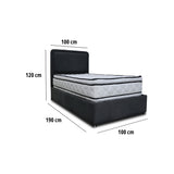 Combo Base Cama y Cabecero Nube Negro 100x30cm para Colchón Sencillo 100 X 190 Cm con Colchón
