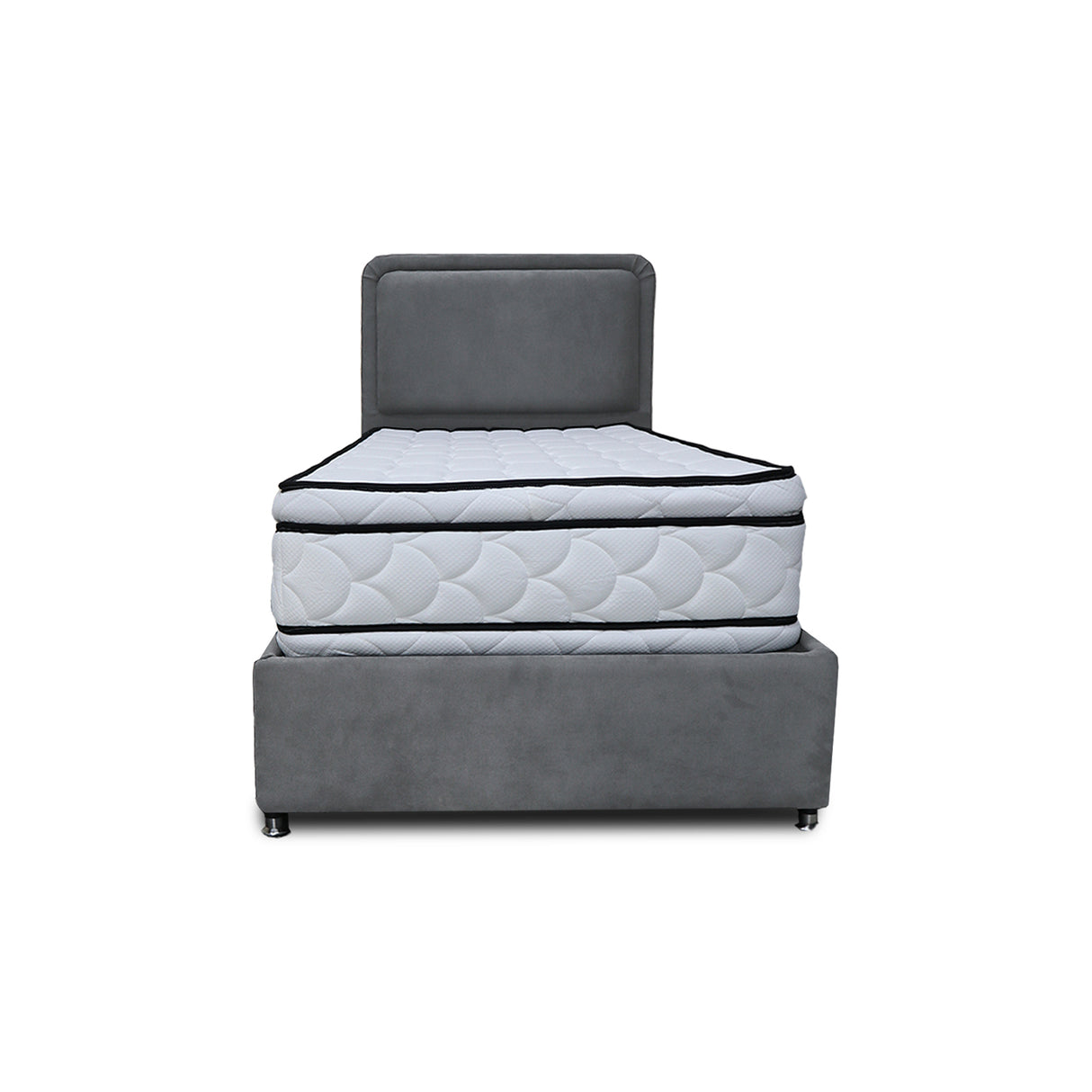 Combo Base Cama y Cabecero Nube Gris Oscuro 120x30cm para Colchón Semidoble 120 X 190 Cm con Colchón