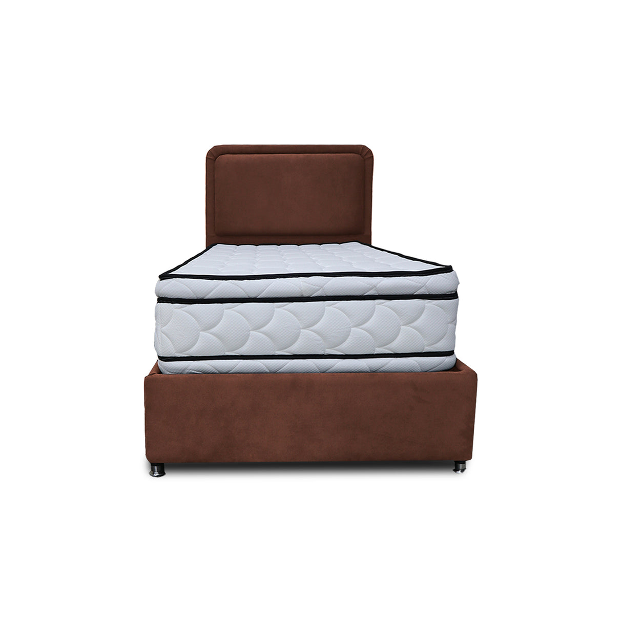 Combo Base Cama y Cabecero Nube Marron 120x30cm para Colchón Semidoble 120 X 190 Cm con Colchón