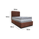 Combo Base Cama y Cabecero Nube Marron 120x30cm para Colchón Semidoble 120 X 190 Cm con Colchón