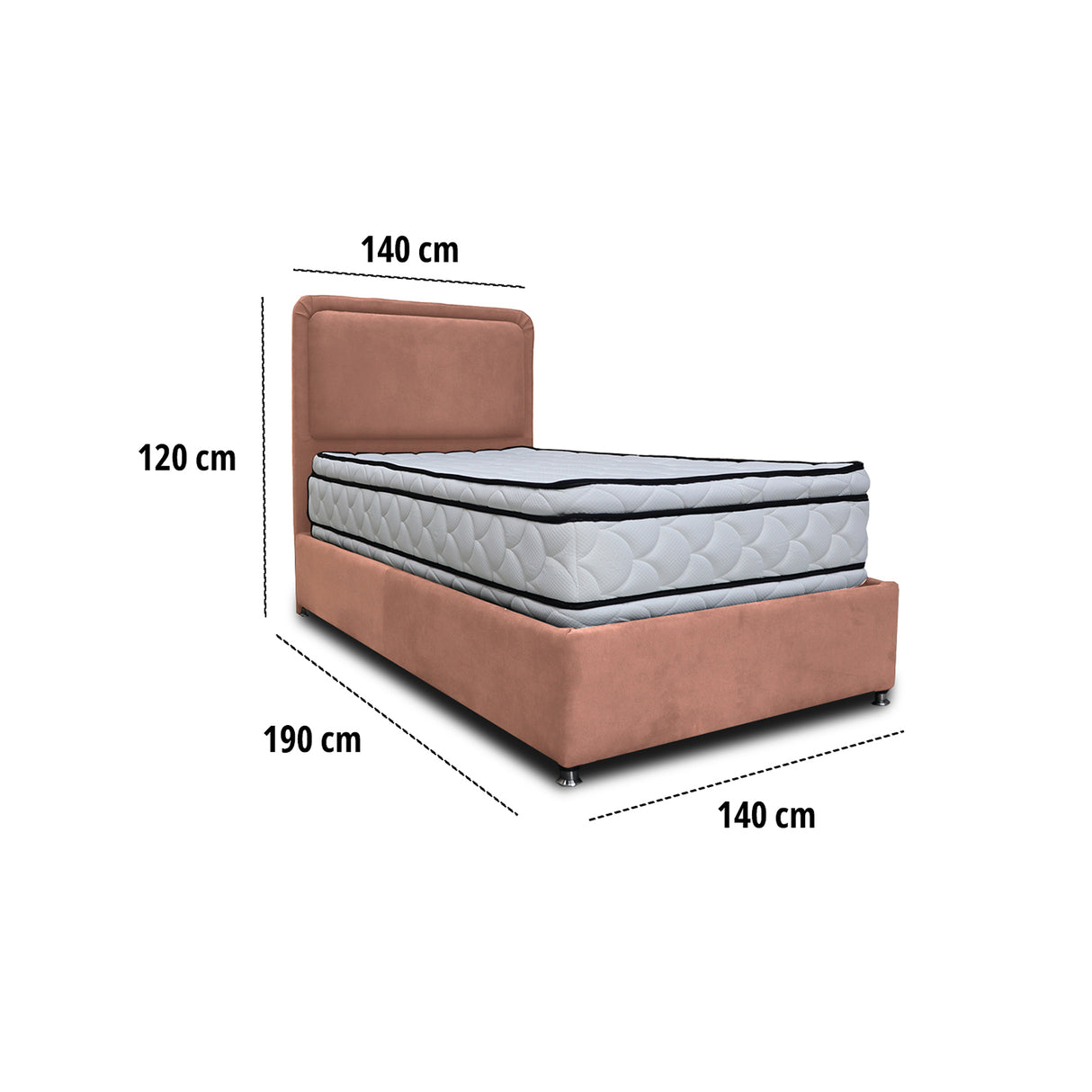 Combo Base Cama y Cabecero Nube Camel 140x30cm para Colchón Doble 140 X 190 Cm con Colchón