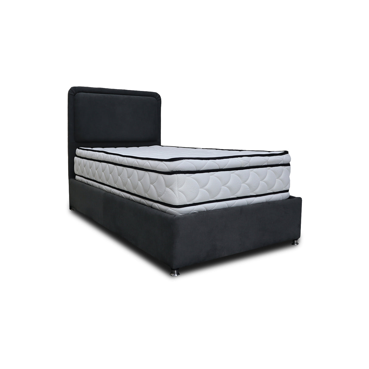 Combo Base Cama y Cabecero Nube Negro 140x30cm para Colchón Doble 140 X 190 Cm con Colchón