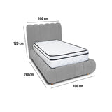 Combo Base Cama y Cabecero Praga Gris 100x40cm para Colchón Sencillo 100 X 190 Cm con Colchón
