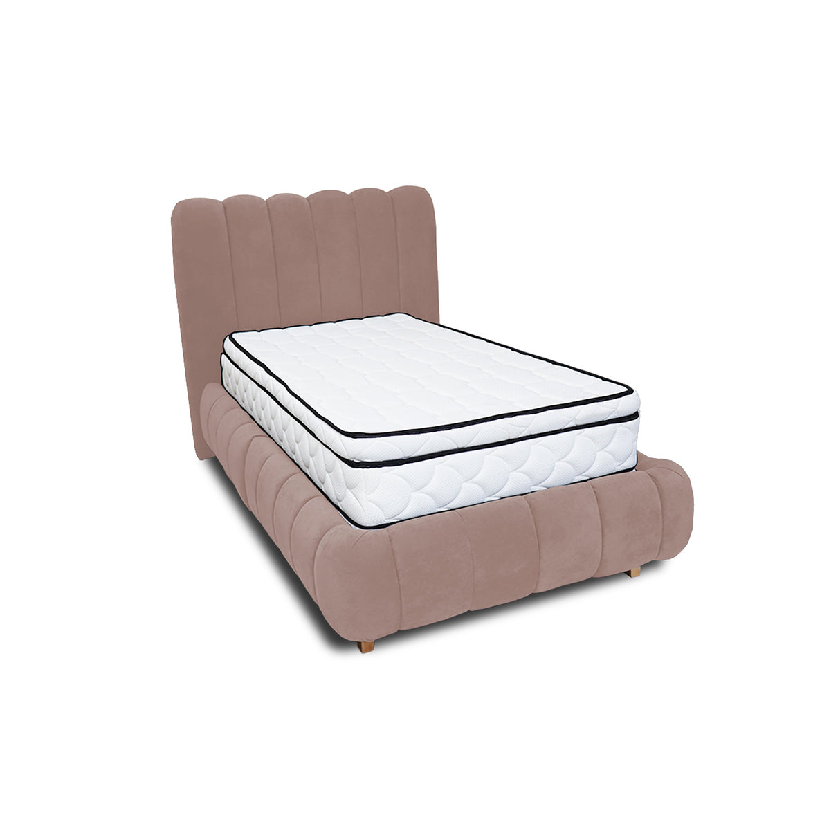 Combo Base Cama y Cabecero Praga Camel 120x40cm para Colchón Semidoble 120 X 190 Cm con Colchón