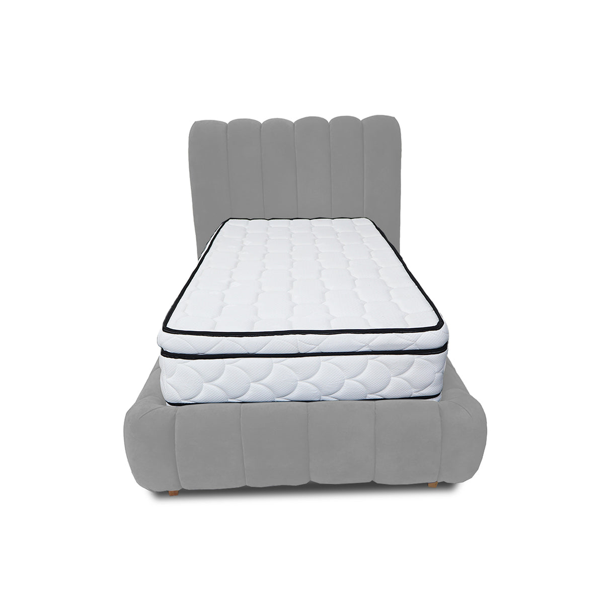 Combo Base Cama y Cabecero Praga Gris 120x40cm para Colchón Semidoble 120 X 190 Cm con Colchón