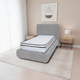 Combo Base Cama y Cabecero Praga Gris 120x40cm para Colchón Semidoble 120 X 190 Cm con Colchón