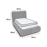 Combo Base Cama y Cabecero Praga Gris 120x40cm para Colchón Semidoble 120 X 190 Cm con Colchón