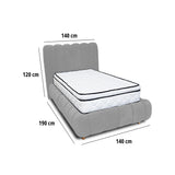 Combo Base Cama y Cabecero Praga Gris 140x40cm para Colchón Doble 140 X 190 Cm con Colchón