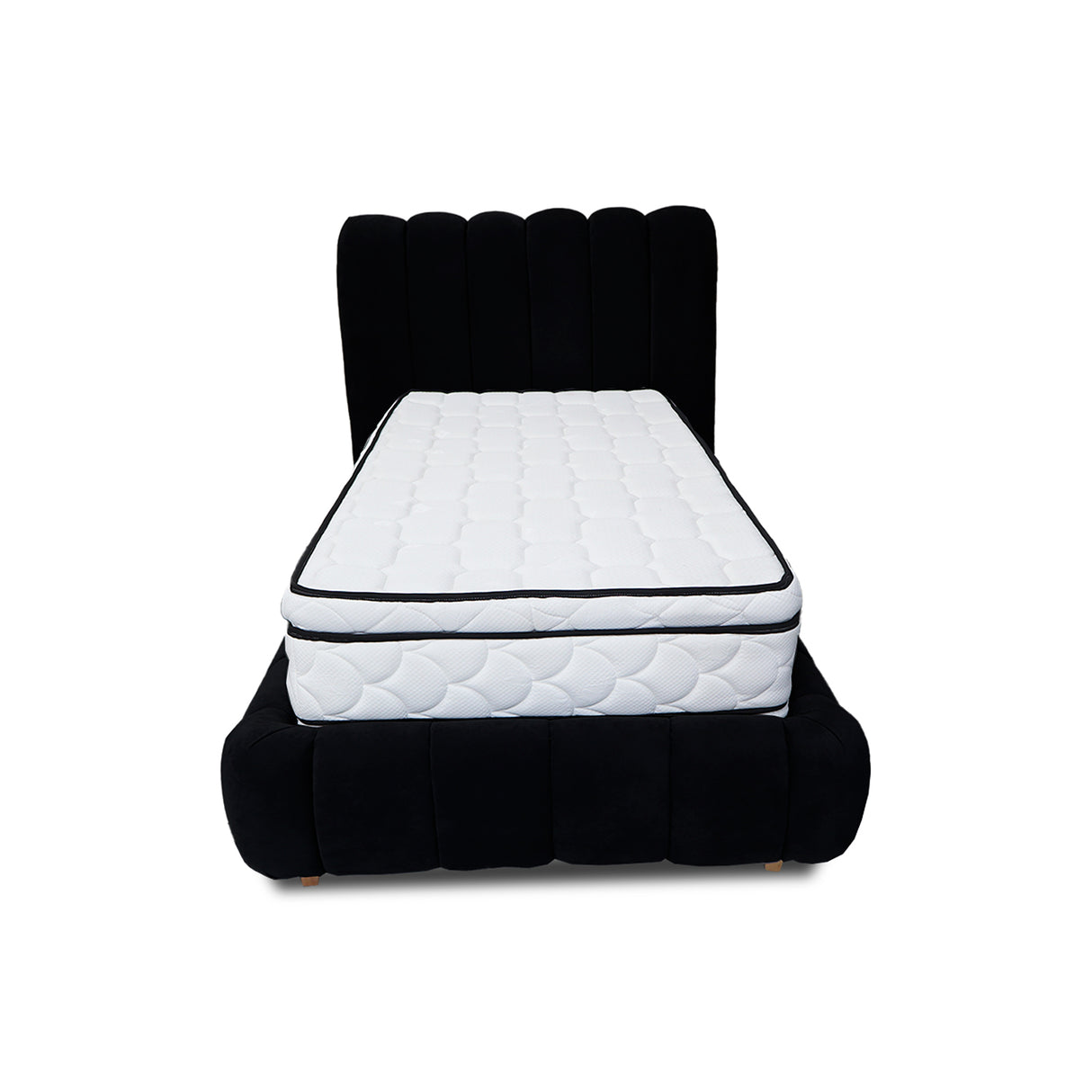 Combo Base Cama y Cabecero Praga Negro 140x40cm para Colchón Doble 140 X 190 Cm con Colchón