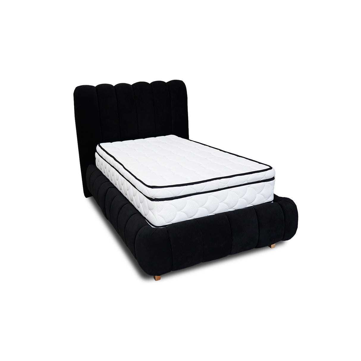 Combo Base Cama y Cabecero Praga Negro 200x40cm para Colchón King 200 X 190 Cm con Colchón