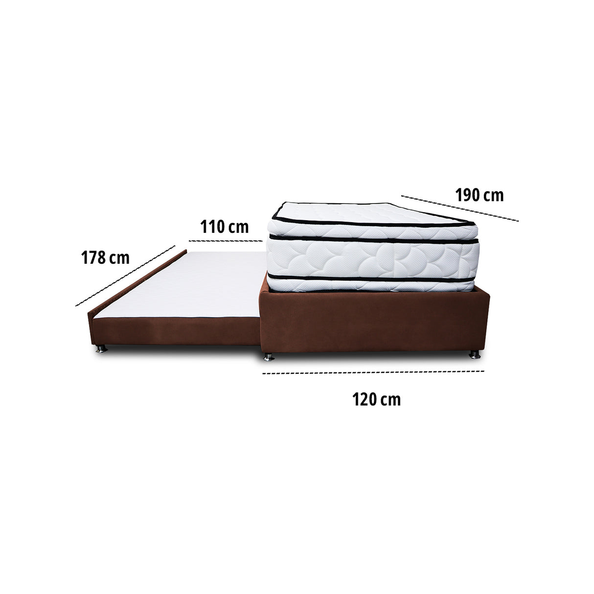Combo Cama Tarima y Colchón Nube Marron 100x35cm para Colchón Sencillo 100 X 190 Cm sin Cabecero