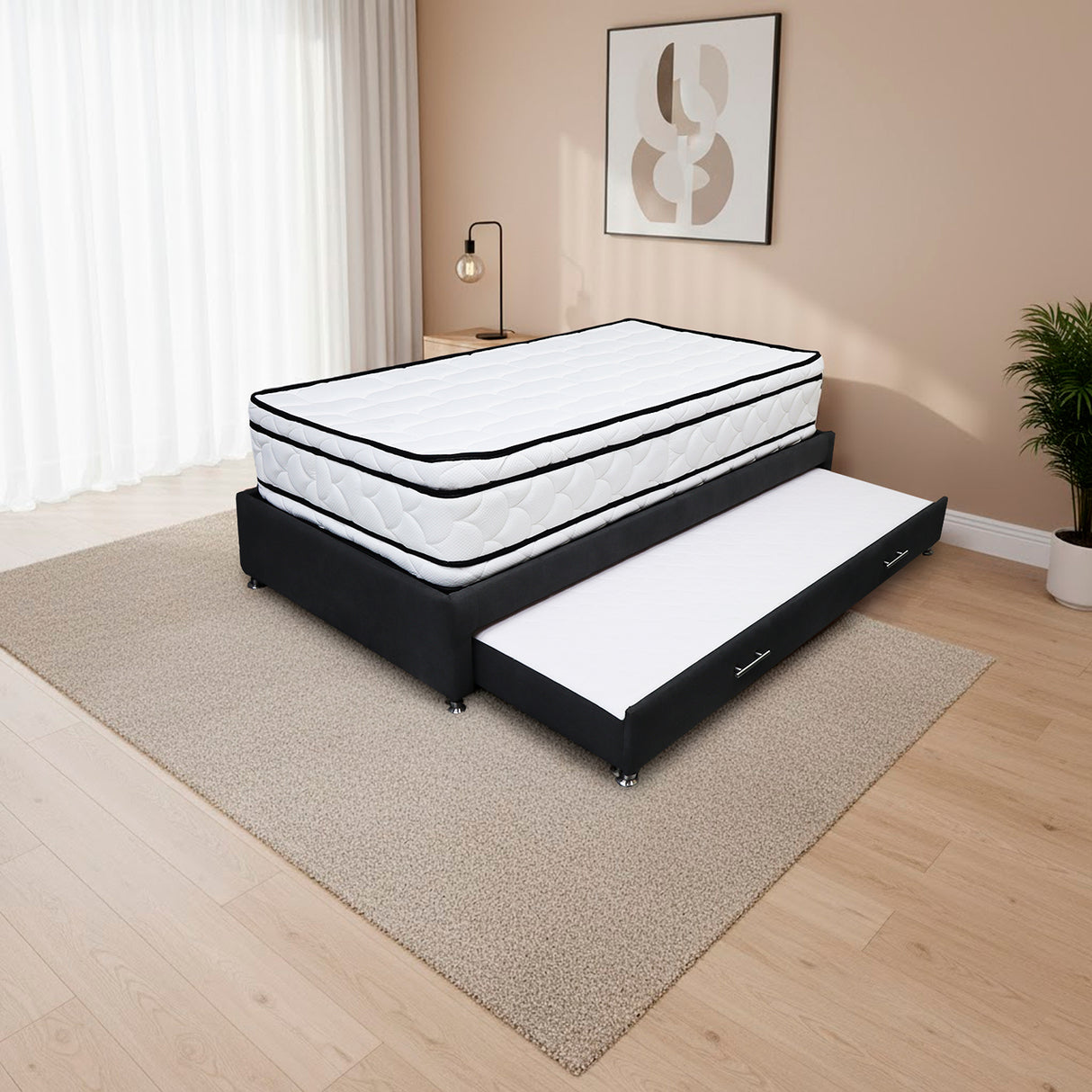Combo Cama Tarima y Colchón Nube Negro 120x35cm para Colchón Semidoble 120 X 190 Cm sin Cabecero