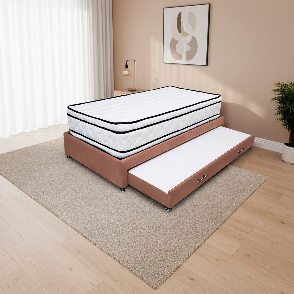 Combo Cama Tarima y Colchón Nube Camel 140x35cm para Colchón Doble 140 X 190 Cm sin Cabecero