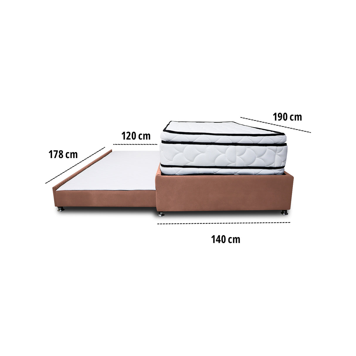 Combo Cama Tarima y Colchón Nube Camel 140x35cm para Colchón Doble 140 X 190 Cm sin Cabecero