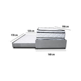 Combo Cama Tarima y Colchón Nube Gris Claro 140x35cm para Colchón Doble 140 X 190 Cm sin Cabecero
