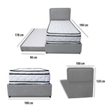Combo Cama Tarima Nido y Cabecero Nube Gris Claro 100x35cm para Colchón Sencillo 100 X 190 Cm con Colchón