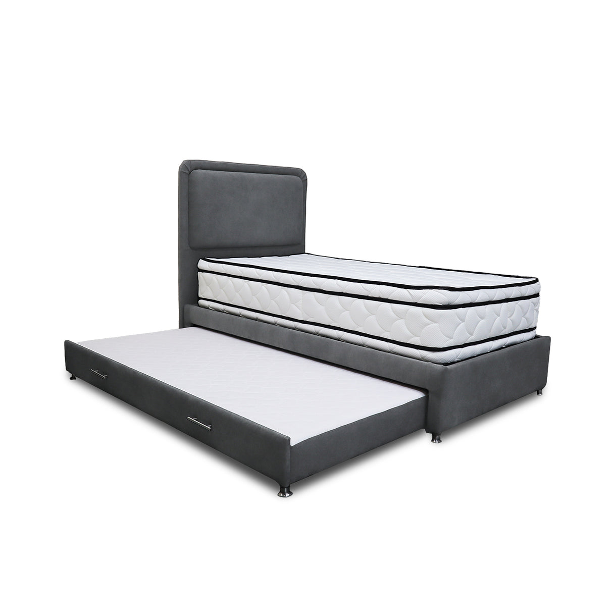 Combo Cama Tarima Nido y Cabecero Nube Gris Oscuro 100x35cm para Colchón Sencillo 100 X 190 Cm con Colchón