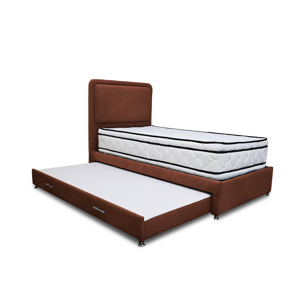 Combo Cama Tarima Nido y Cabecero Nube Marron 100x35cm para Colchón Sencillo 100 X 190 Cm con Colchón