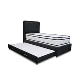 Combo Cama Tarima Nido y Cabecero Nube Negro 100x35cm para Colchón Sencillo 100 X 190 Cm con Colchón