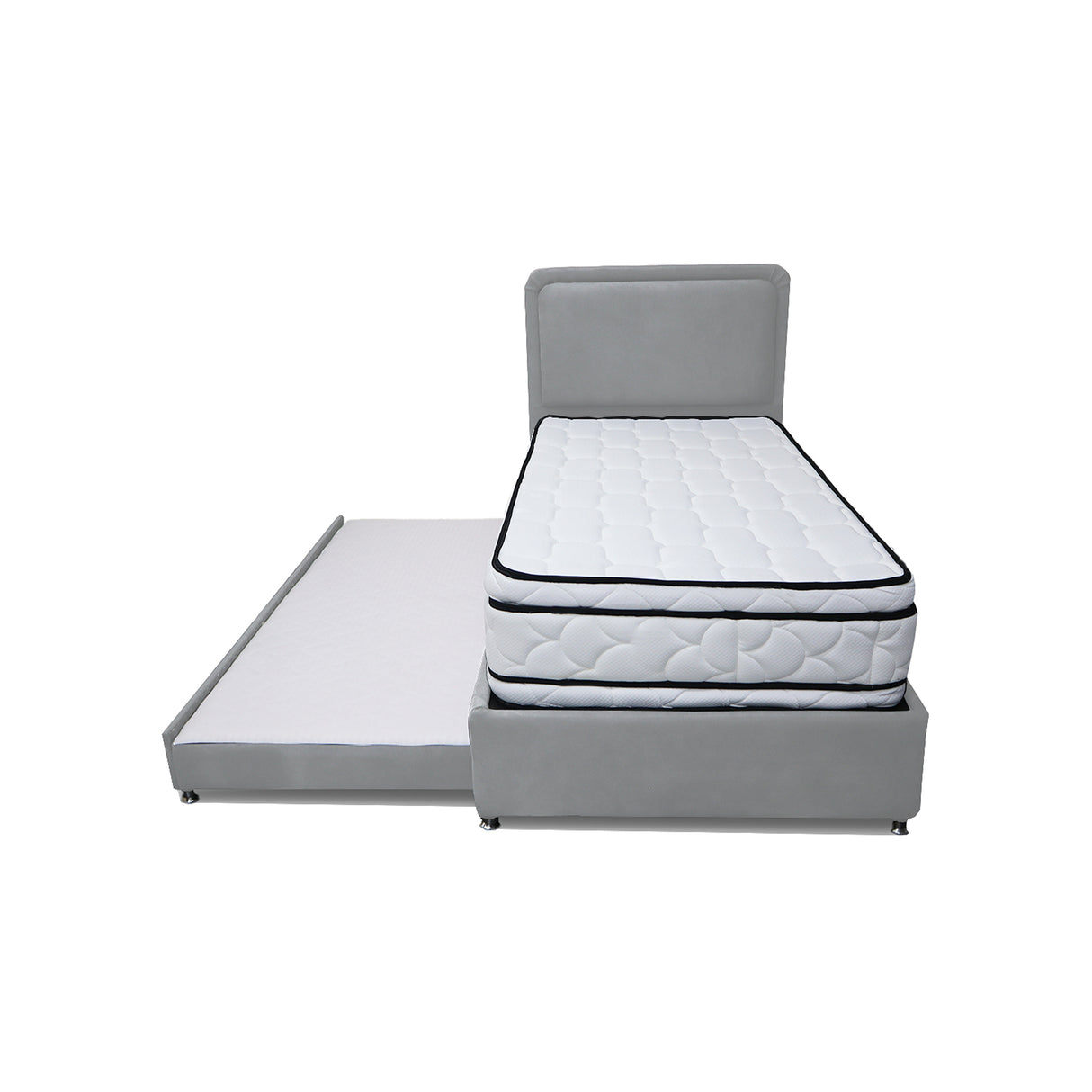 Combo Cama Tarima Nido y Cabecero Nube Gris Claro 120x35cm para Colchón Semidoble 120 X 190 Cm con Colchón