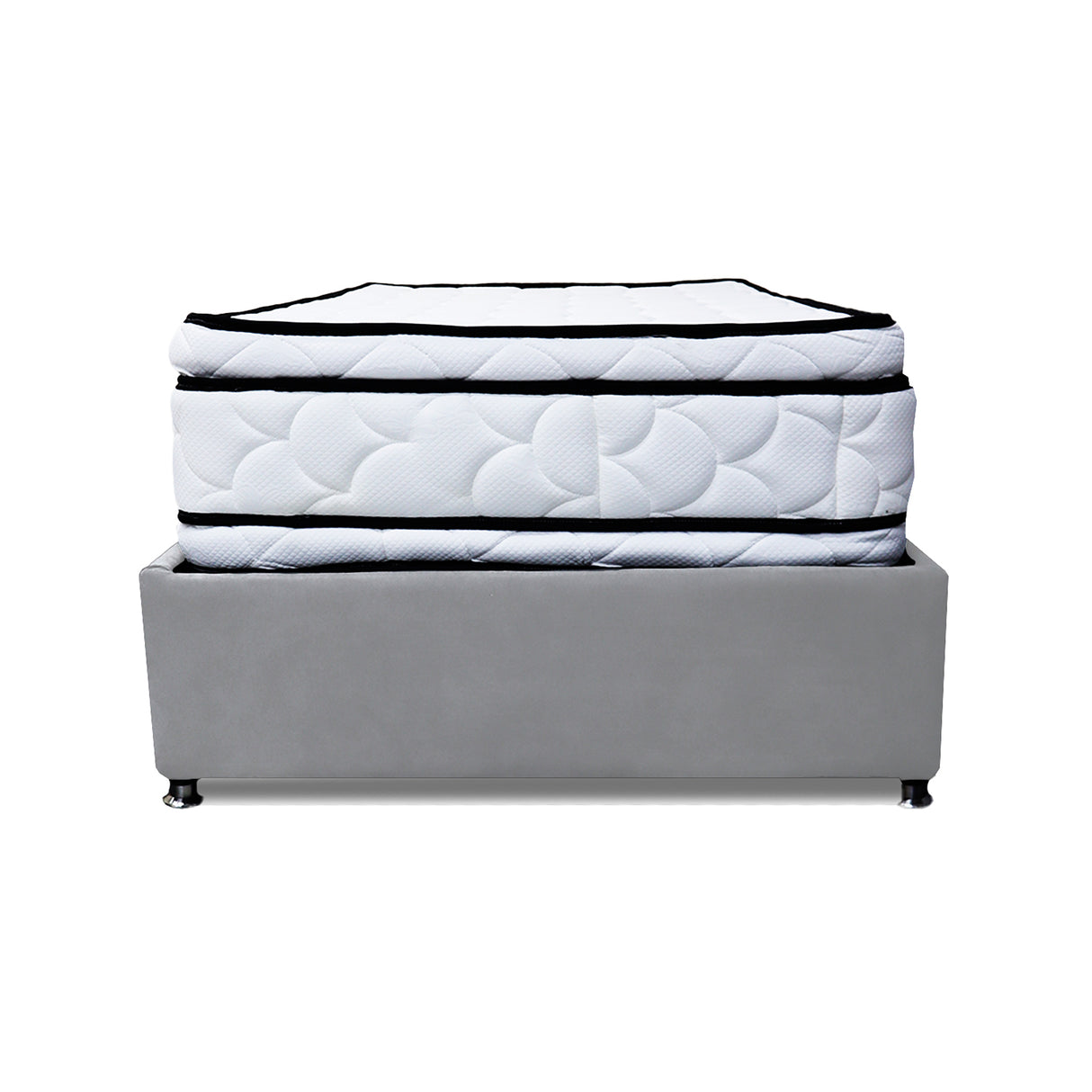 Combo Cama Tarima Nido y Cabecero Nube Gris Claro 120x35cm para Colchón Semidoble 120 X 190 Cm con Colchón
