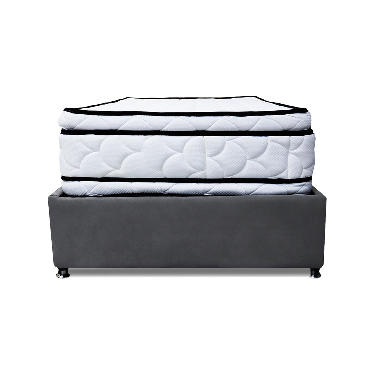 Combo Cama Tarima Nido y Cabecero Nube Gris Oscuro 120x35cm para Colchón Semidoble 120 X 190 Cm con Colchón