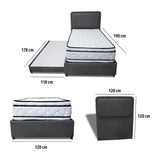 Combo Cama Tarima Nido y Cabecero Nube Gris Oscuro 120x35cm para Colchón Semidoble 120 X 190 Cm con Colchón