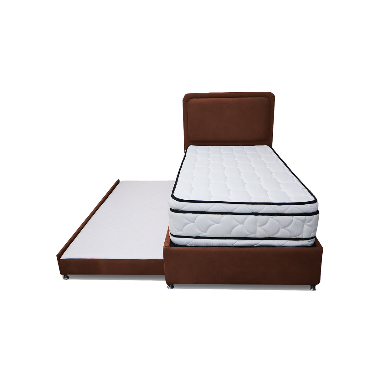 Combo Cama Tarima Nido y Cabecero Nube Marron 120x35cm para Colchón Semidoble 120 X 190 Cm con Colchón