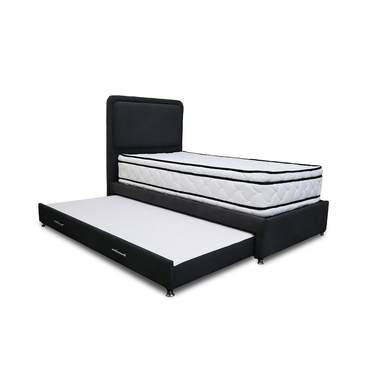 Combo Cama Tarima Nido y Cabecero Nube Negro 120x35cm para Colchón Semidoble 120 X 190 Cm con Colchón