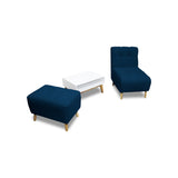 Combo Poltrona y Puff Milan Azul 60x95cm de Dos Puestos sin Apoya Brazos