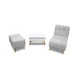 Combo Poltrona y Puff Milan Plata 60x95cm de Dos Puestos sin Apoya Brazos