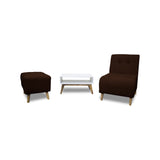 Combo Poltrona y Puff Milan Marron 60x95cm de Dos Puestos sin Apoya Brazos