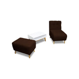 Combo Poltrona y Puff Milan Marron 60x95cm de Dos Puestos sin Apoya Brazos