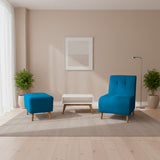 Combo Poltrona y Puff Milan Turquesa 60x95cm de Dos Puestos sin Apoya Brazos