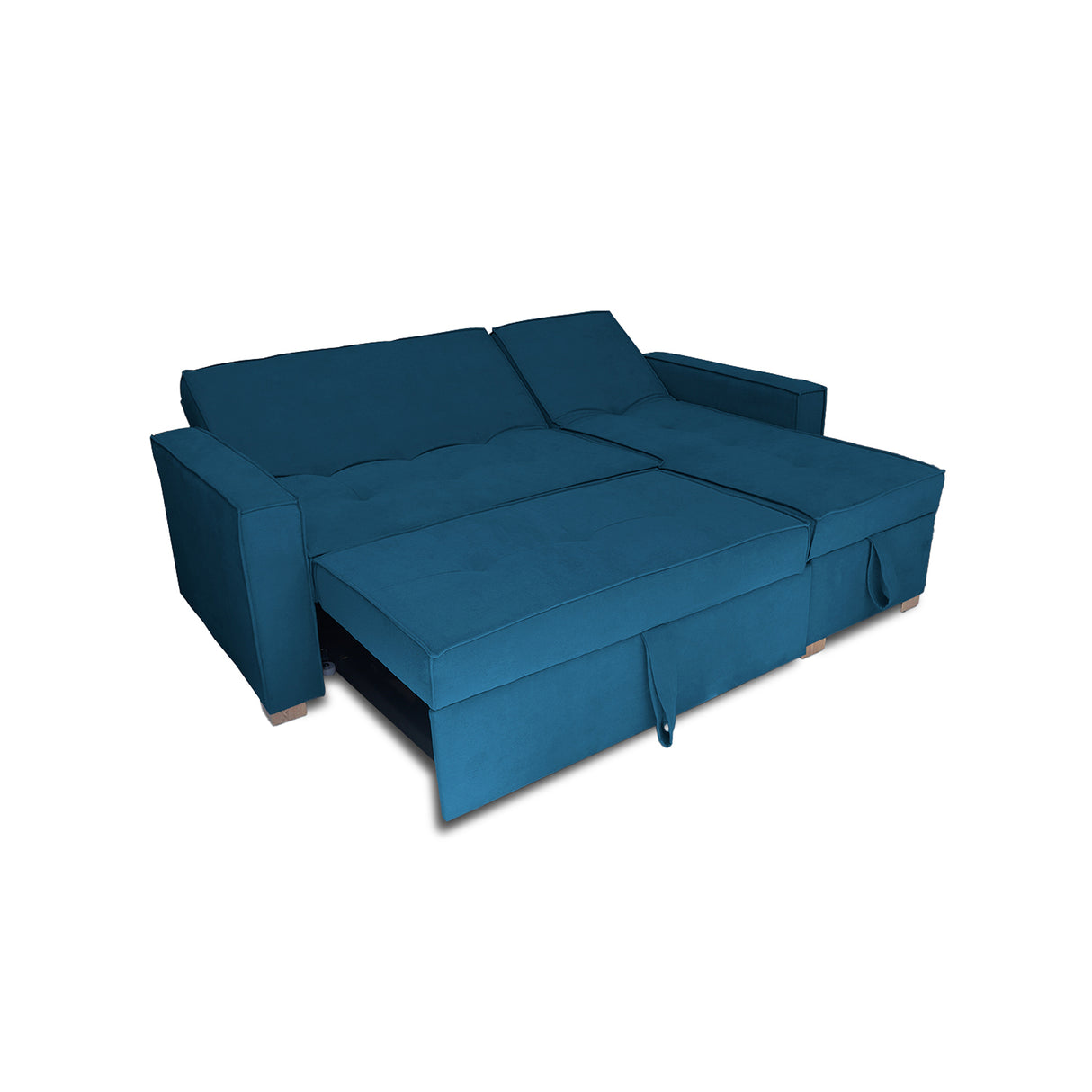 Sofá Cama Esquinero Marsella Azul Petróleo 210x95cm de Cinco Puestos Reclinable con Apoya Brazos