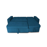 Sofá Cama Esquinero Marsella Azul Petróleo 210x95cm de Cinco Puestos Reclinable con Apoya Brazos